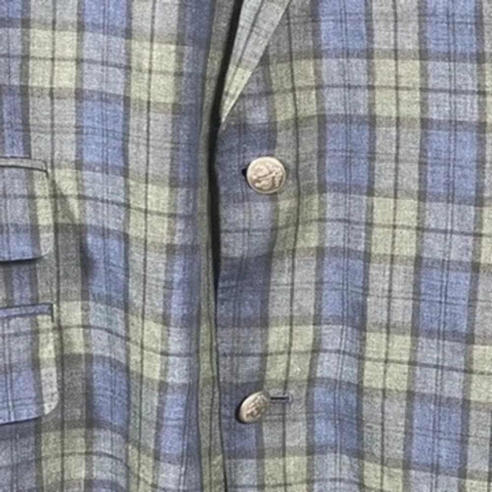 Brooks Brothers Sport‎ Coat Mens 44 Blue Green Plaid Excellent Leo Master Blazer